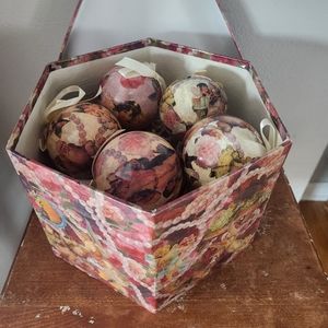 Vintage 1995 C&F Enterprises Victorian Paper Mache Ornaments 12 Shabby Chic